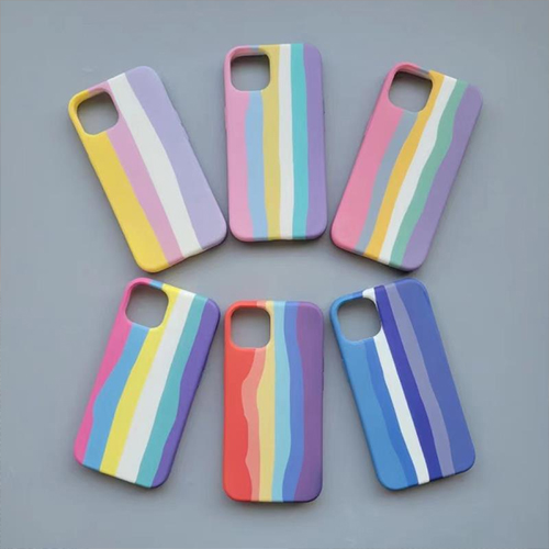 Siliconen telefoonhoesje met regenboogpatroon